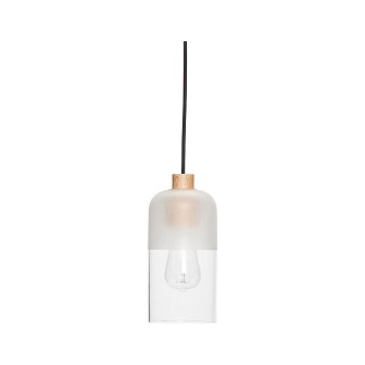 Industrialna lampka wisząca Friz szkło drewno